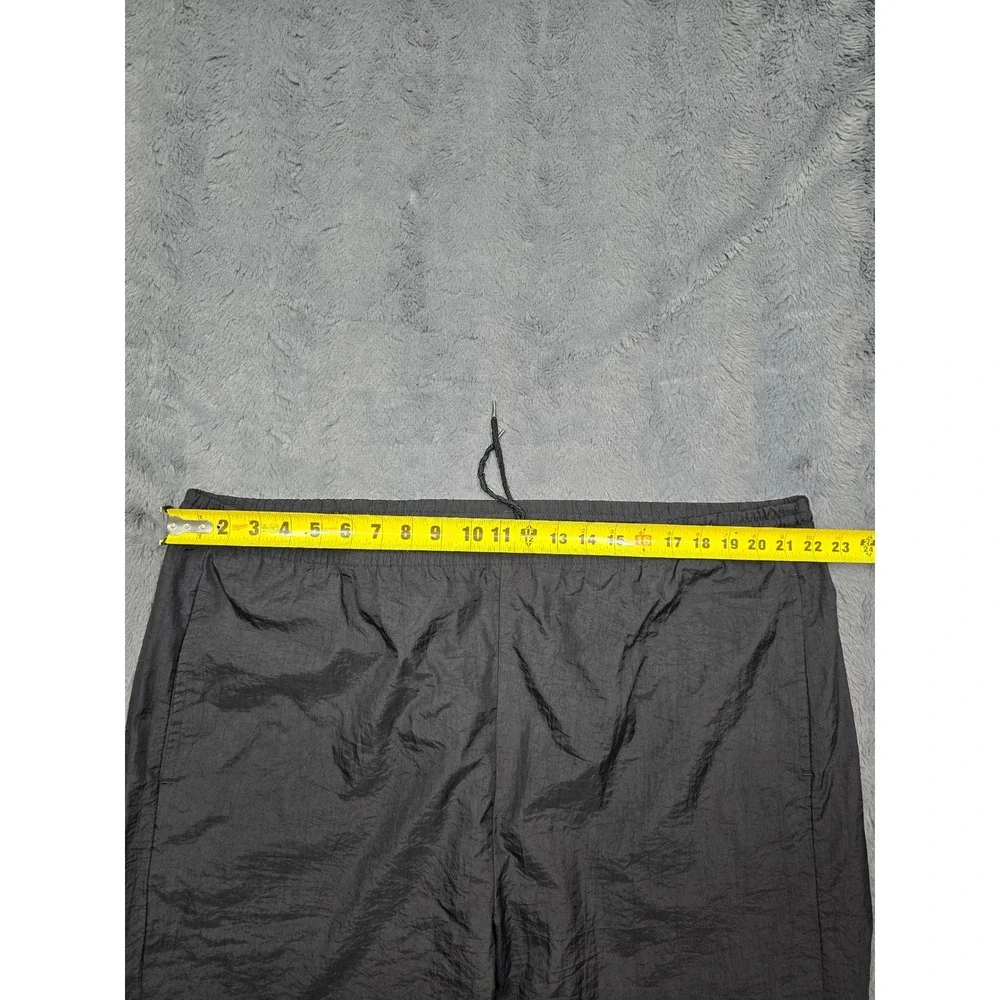 Reebok Vintage Mens XXL Black Nylon Windbreaker Track Pants Logo Zipper Ankle